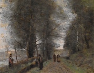 Ville dAvray, lesní cesta ohraničující rybník od Jean Baptiste Camille Corot